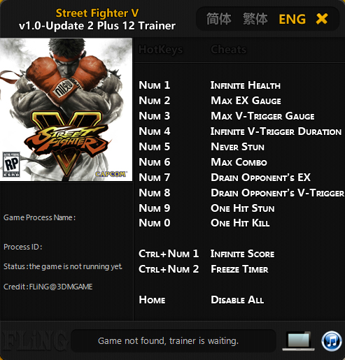 Street Fighter 5: Trainer (+12) [1.0-Update 2] {FLiNG}