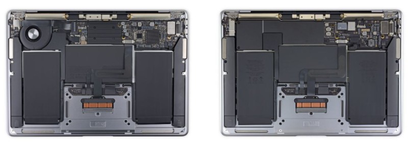 Слева – MacBook Air на процессоре Intel, справа – на SoC M1