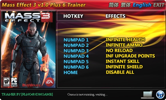 Mass Effect 3: Trainer (+6) [1.0] {FLiNG}