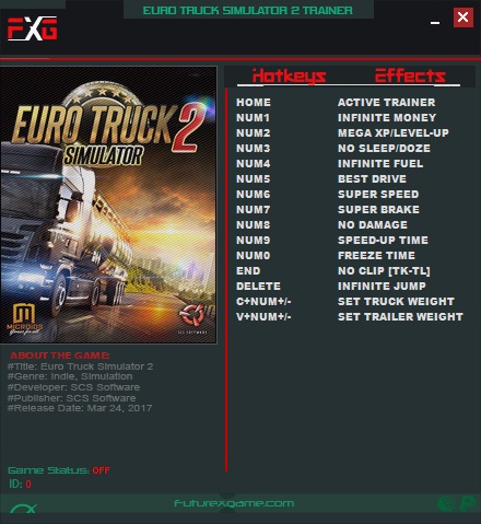 Euro Truck Simulator 2: Trainer (+14) [1.30.1.19s: 64 Bit] {FutureX}