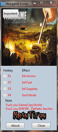 Wargame ~ European Escalation: Trainer (+4) [1.0.0.1] {MrAntiFun}
