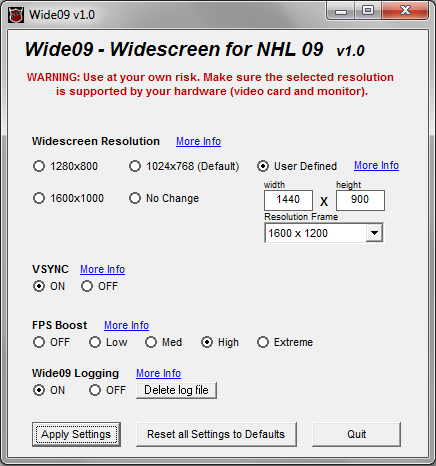 NHL 09: Hint (Widescreen Support)