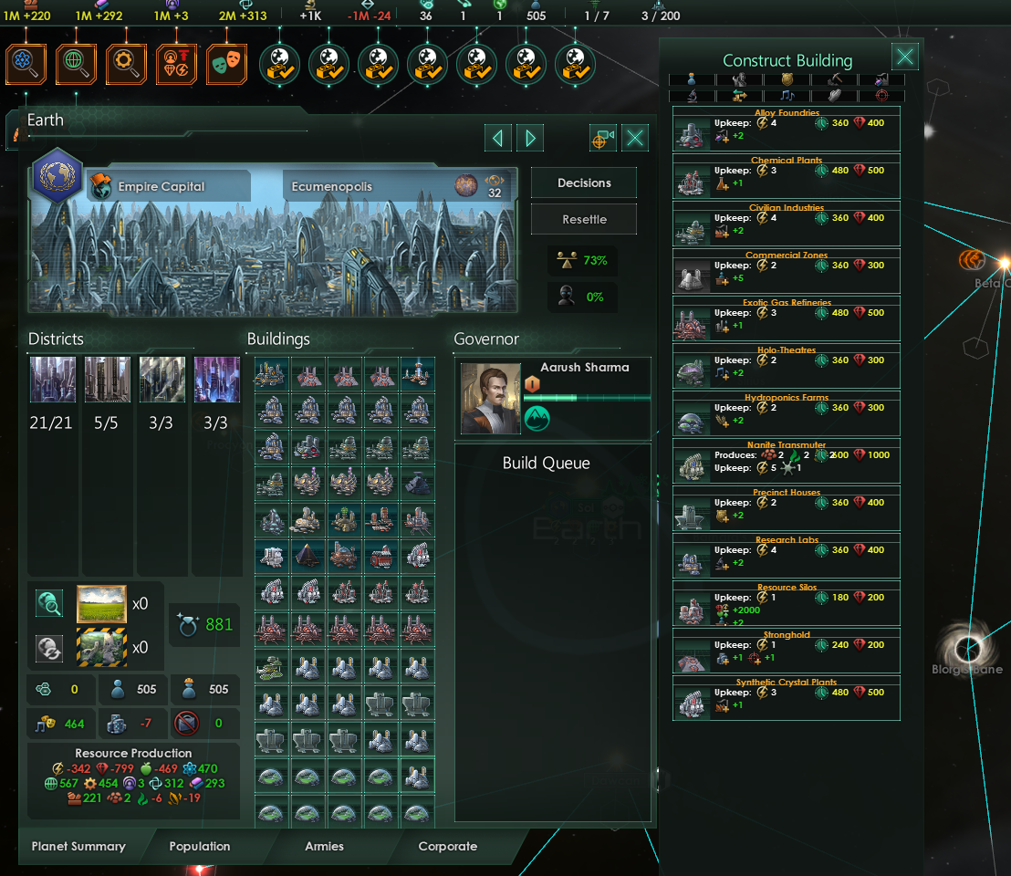 Скачать Stellaris "65 слотов для построек (65 Buildings Slots)" Геймплей