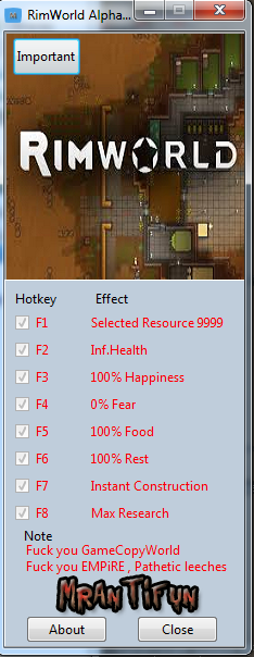 RimWorld: Trainer (+8) [3.413] {MrAntiFun}